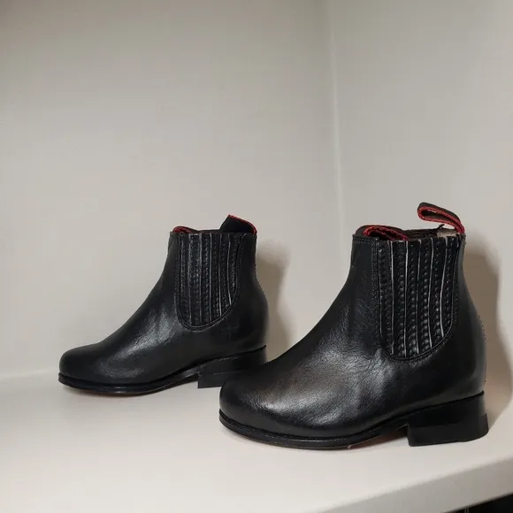 Boys Size 4.5 Toddler Boots Charro Boot Black Leather Mariachi Western Diegos