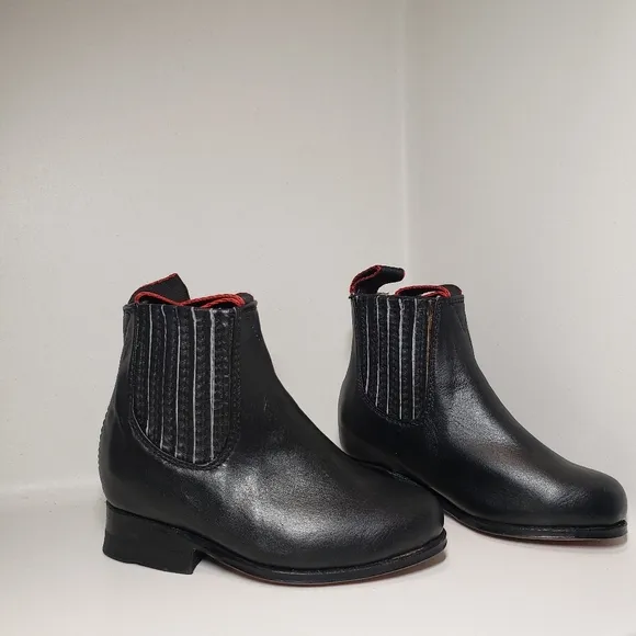 Boys Size 4.5 Toddler Boots Charro Boot Black Leather Mariachi Western Diegos
