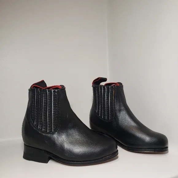 Boys Size 4.5 Toddler Boots Charro Boot Black Leather Mariachi Western Diegos