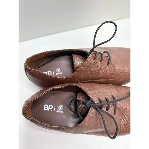 BP Derby Shoes Mens Size 10.5 Brown Textured Leather Plain Toe Shoes NEW