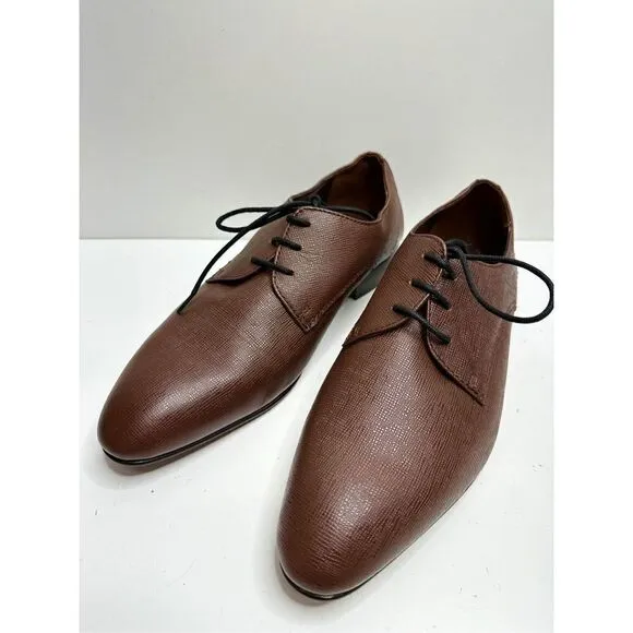 BP Derby Shoes Mens Size 10.5 Brown Textured Leather Plain Toe Shoes NEW