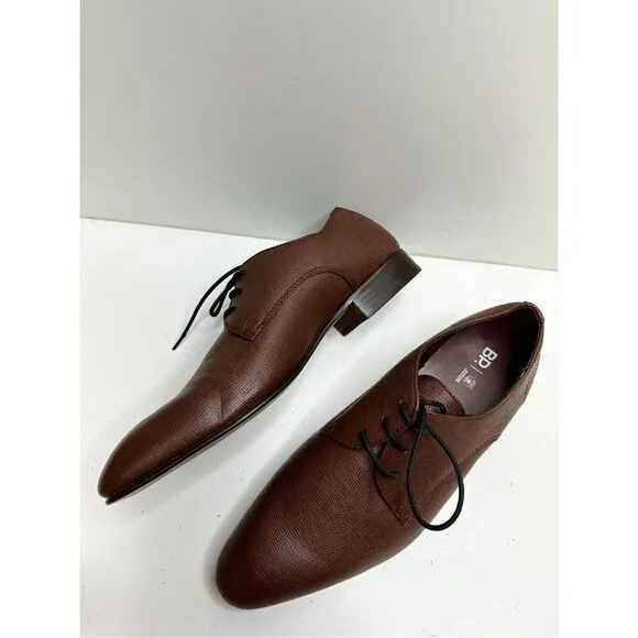 BP Dress Shoes Mens Size 9 Brown Leather Derby Textured Plain Toe Shoe NEW