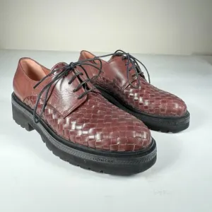 Braided Brown Leather Women's Oxford Shoes Made in Spain New US 8.5