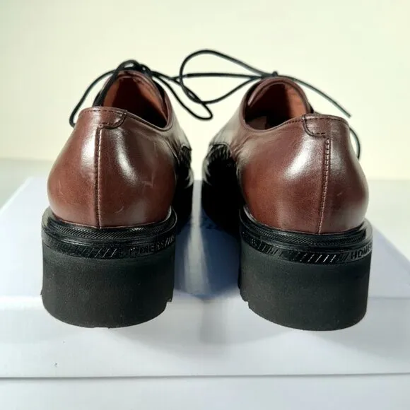 Braided Brown Leather Women's Oxford Shoes Made in Spain New US 8.5