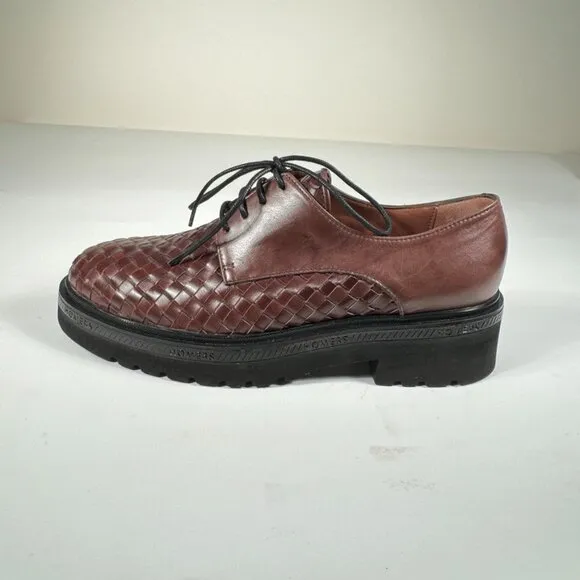 Braided Brown Leather Women's Oxford Shoes Made in Spain New US 8.5