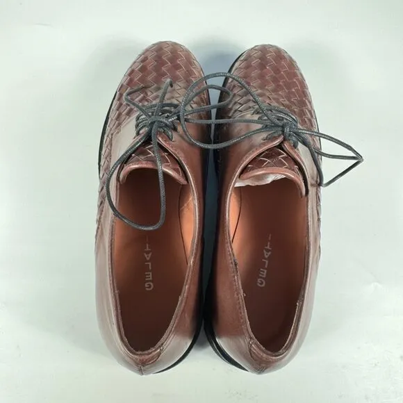 Braided Brown Leather Women's Oxford Shoes Made in Spain New US 8.5
