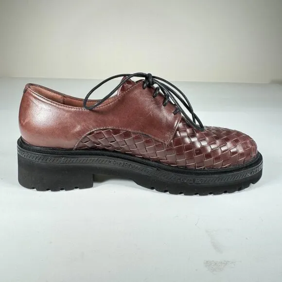 Braided Brown Leather Women's Oxford Shoes Made in Spain New US 8.5