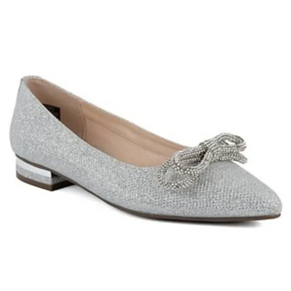 BRAND NEW JONES NEW YORK POINTED TOE WITH BOW DETAIL EMBELLISHMENTS FLAT