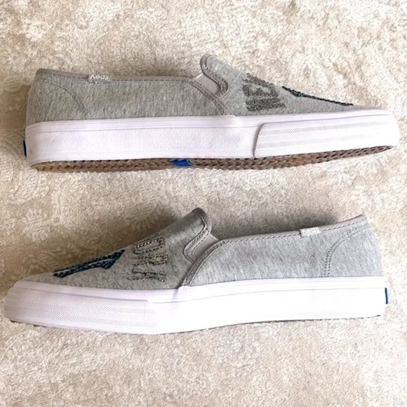 Brand New Keds New York Yankees Custom Bling Beaded Gray Slip On Sneakers MLB