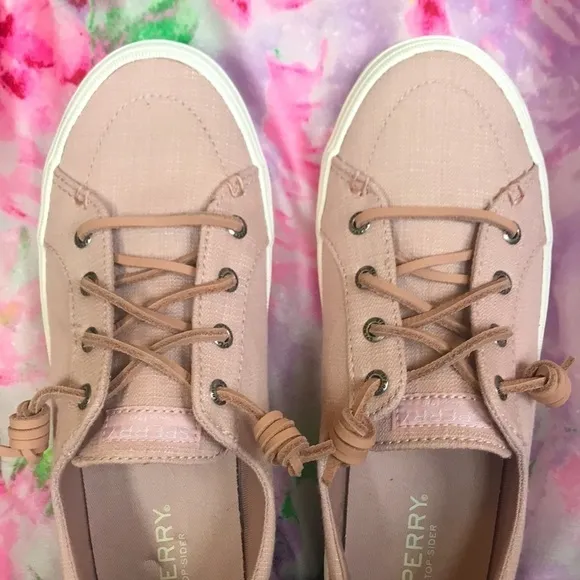 Brand New Sperry Top Siders Slip On Sneakers Pale Pink Boat Shoes
