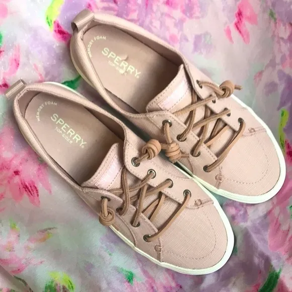 Brand New Sperry Top Siders Slip On Sneakers Pale Pink Boat Shoes
