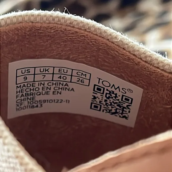 Brand New TOMS Natural Oxford Leather Neutral Espadrille Wedge Slingback Sandals