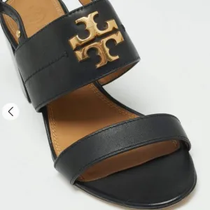 Brand New Tory Burch Women Size US 8 Mini Everly Heeled Sandal Black/ Gold 60222