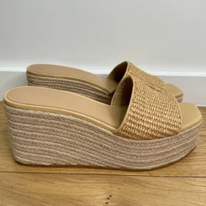 BRAND NEW Veronica Beard Gable Slip On Espadrille Platform Raffia Wedge Sandals