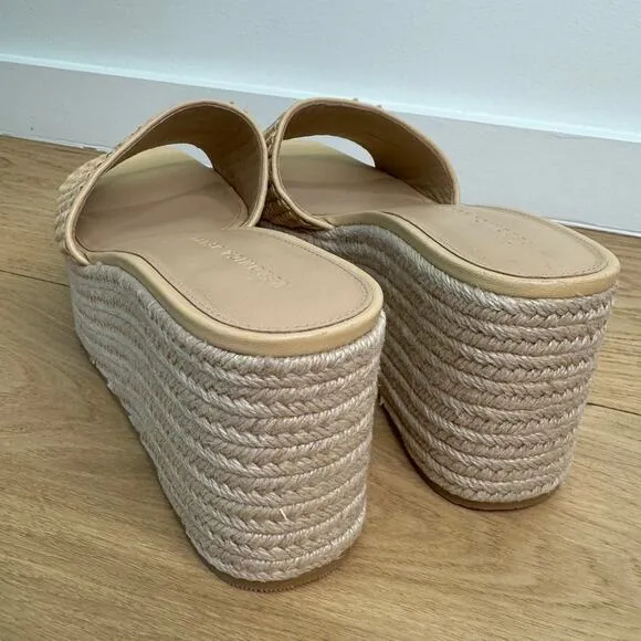 BRAND NEW Veronica Beard Gable Slip On Espadrille Platform Raffia Wedge Sandals
