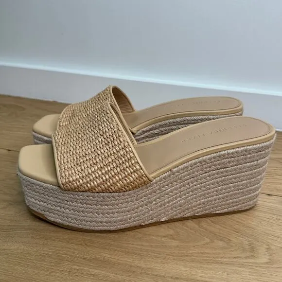 BRAND NEW Veronica Beard Gable Slip On Espadrille Platform Raffia Wedge Sandals