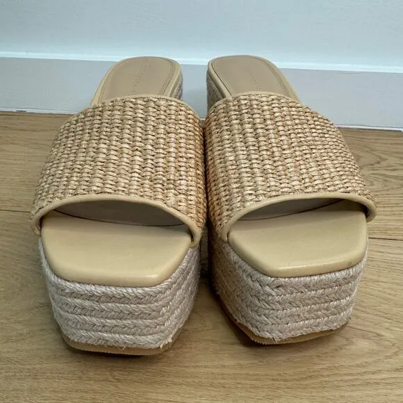 BRAND NEW Veronica Beard Gable Slip On Espadrille Platform Raffia Wedge Sandals