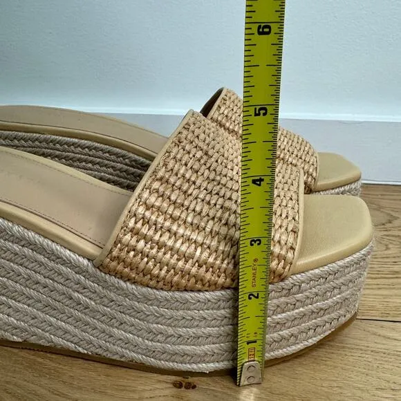 BRAND NEW Veronica Beard Gable Slip On Espadrille Platform Raffia Wedge Sandals