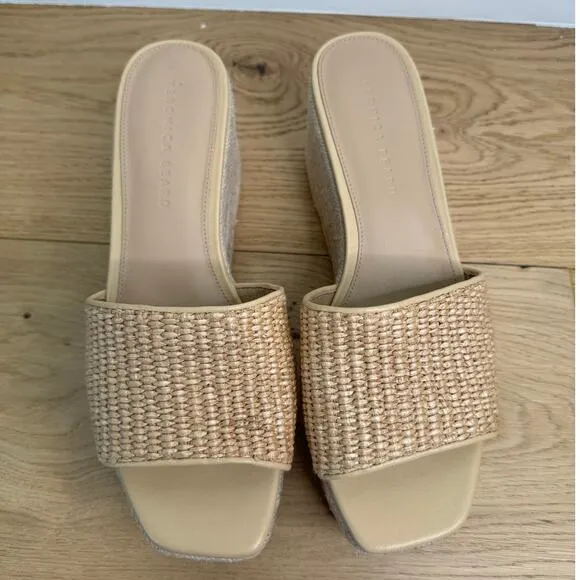 BRAND NEW Veronica Beard Gable Slip On Espadrille Platform Raffia Wedge Sandals