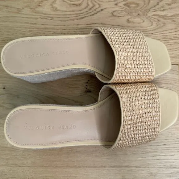 BRAND NEW Veronica Beard Gable Slip On Espadrille Platform Raffia Wedge Sandals