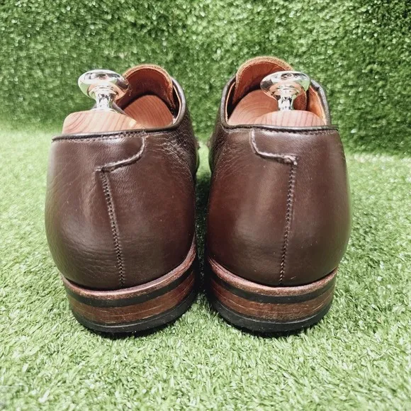 Brooks Brothers Brown Pebble Grain Leather Plain Toe Bluchers Derby Shoes 11