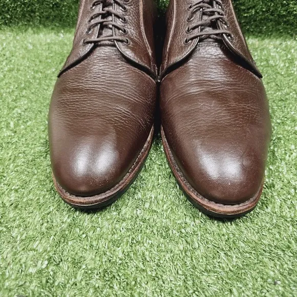 Brooks Brothers Brown Pebble Grain Leather Plain Toe Bluchers Derby Shoes 11