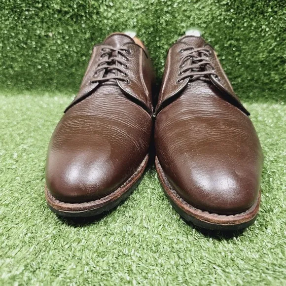 Brooks Brothers Brown Pebble Grain Leather Plain Toe Bluchers Derby Shoes 11