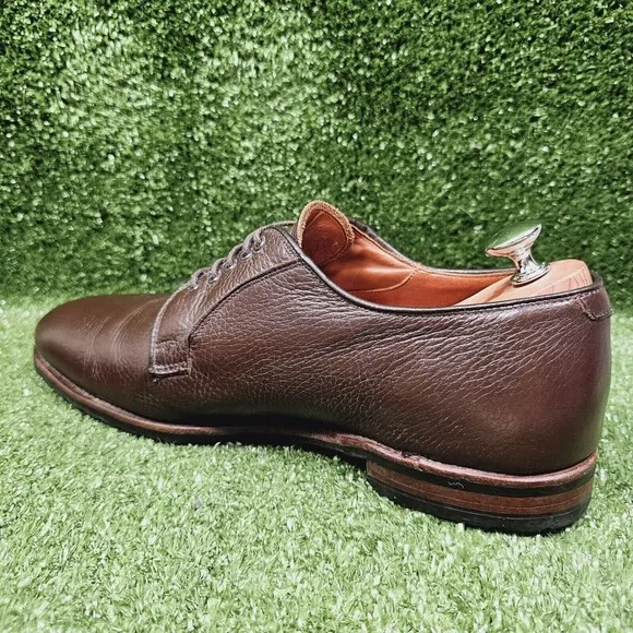Brooks Brothers Brown Pebble Grain Leather Plain Toe Bluchers Derby Shoes 11