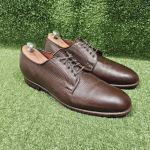 Brooks Brothers Brown Pebble Grain Leather Plain Toe Bluchers Derby Shoes 11