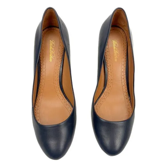 Brooks Brothers Navy Blue Leather Stilleto Heel Round Toe Classic Pumps Sz 8