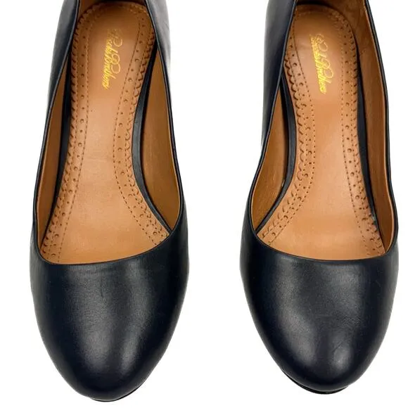 Brooks Brothers Navy Blue Leather Stilleto Heel Round Toe Classic Pumps Sz 8