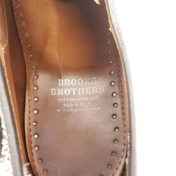 Brooks Brothers Shoes Mens 9.5 Pebbled Leather Brown Career Oxford Dress Shoe