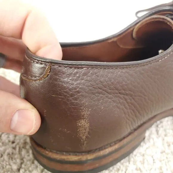 Brooks Brothers Shoes Mens 9.5 Pebbled Leather Brown Career Oxford Dress Shoe