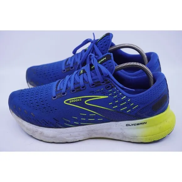 Brooks Glycerin 20 Mens 9.5 D Shoes Blue Yellow Running Walking Gym Sneaker