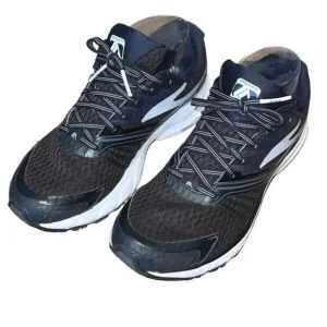Brooks Womens Lace Up Round Toe Launch 2 Sneakers Shoes Black White Size 7.5