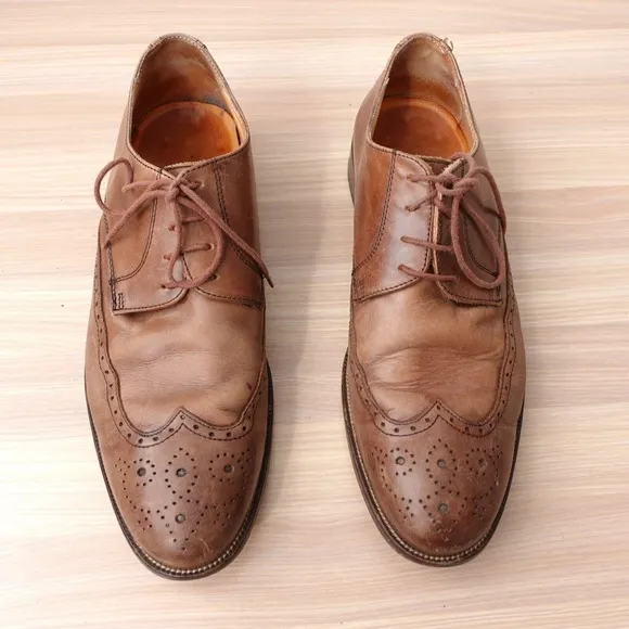 Brown Derby Shoes Mens 9 Leather Wing Tip Tan Brogues 42 Formal Classic BATA