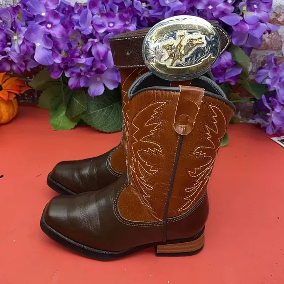 Brown Leather Cowboy Boots Boys 7.5 Boots