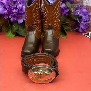 Brown Leather Cowboy Boots Boys 7.5 Boots
