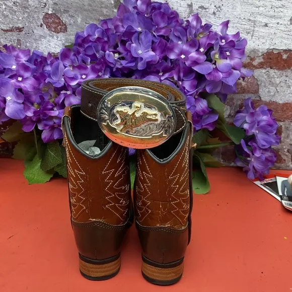 Brown Leather Cowboy Boots Boys 7.5 Boots