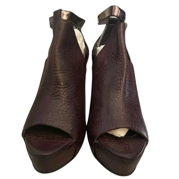 Brunello Cucinelli Women's Brown Leather Slingback Wedge Heels Size 7