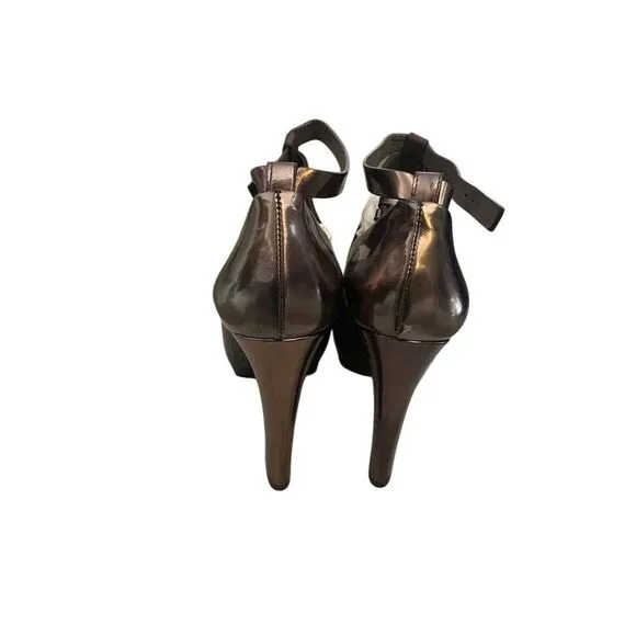 Brunello Cucinelli Women's Brown Leather Slingback Wedge Heels Size 7