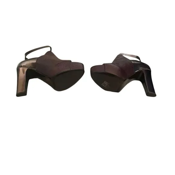 Brunello Cucinelli Women's Brown Leather Slingback Wedge Heels Size 7
