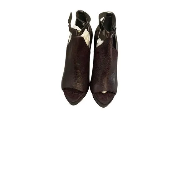 Brunello Cucinelli Women's Brown Leather Slingback Wedge Heels Size 7