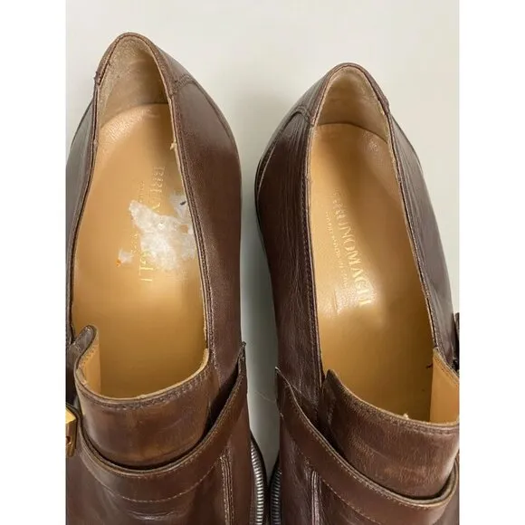 Bruno Magli Barlow Loafer Shoes Brown Leather Men Size 10 W Career Formal