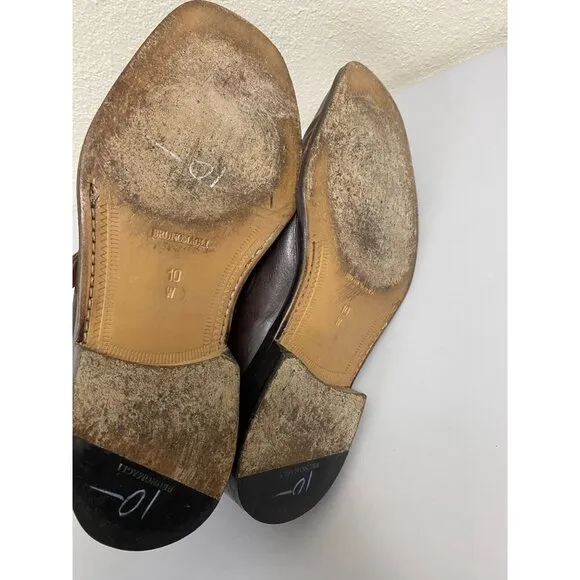 Bruno Magli Barlow Loafer Shoes Brown Leather Men Size 10 W Career Formal