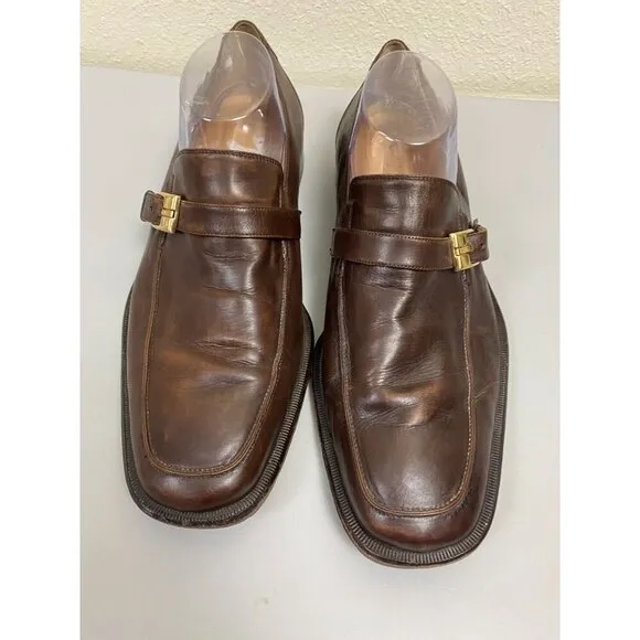 Bruno Magli Barlow Loafer Shoes Brown Leather Men Size 10 W Career Formal