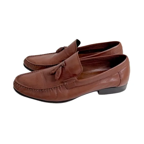 Bruno Magli Men's Brown Genuine Leather Slip-On Loafers Shoes 10