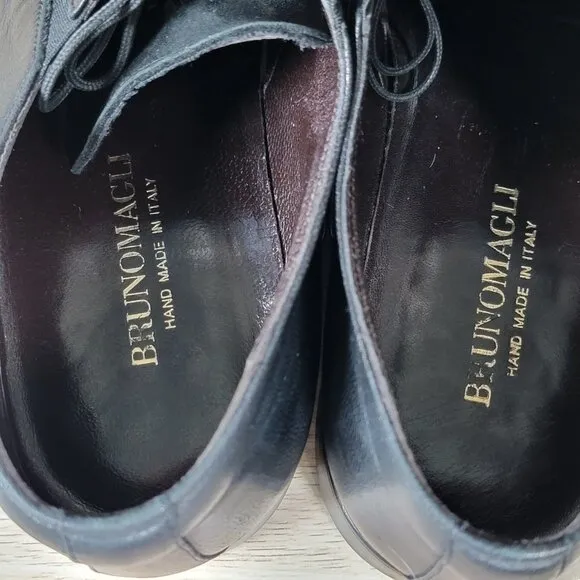 Bruno Magli Rammola Derby Shoes Mens Size 10 Black Leather Cap Toe Italy