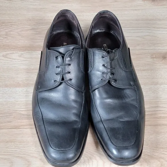 Bruno Magli Rammola Derby Shoes Mens Size 10 Black Leather Cap Toe Italy