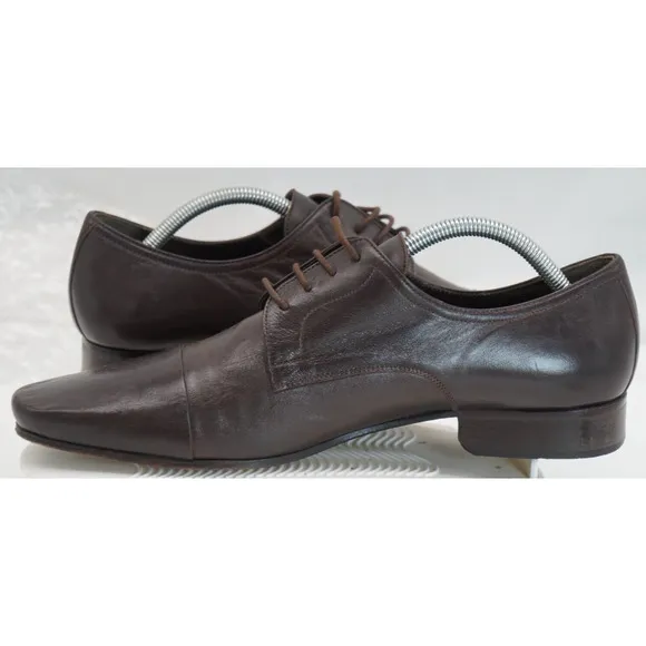 Bruno Magli Shoes Mens 9D Brown Leather Cape Toe Oxford Italian Made